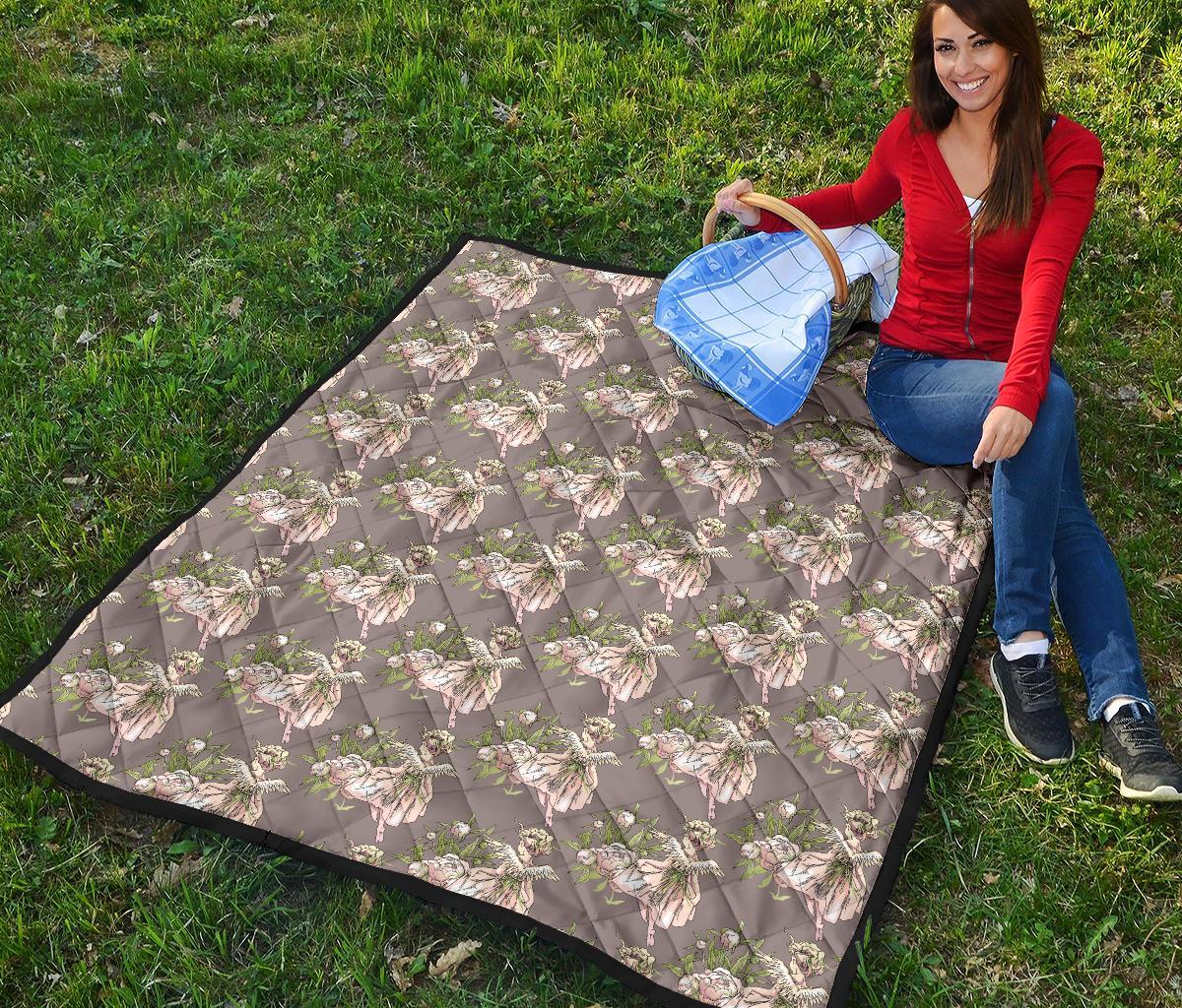 Angel Floral Print Pattern Quilt-grizzshop