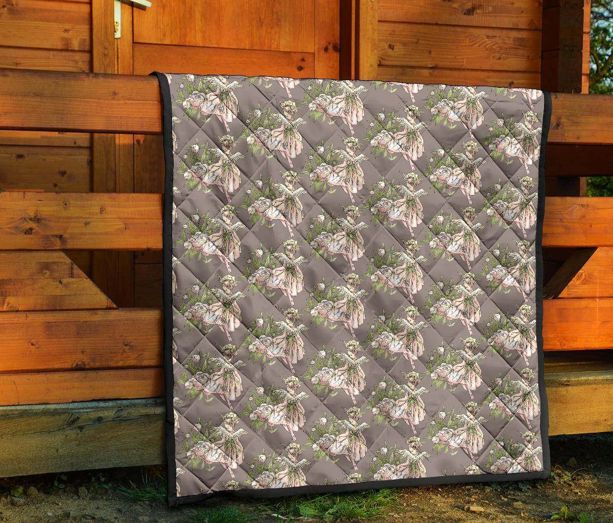 Angel Floral Print Pattern Quilt-grizzshop