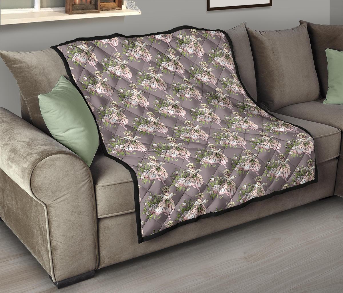 Angel Floral Print Pattern Quilt-grizzshop