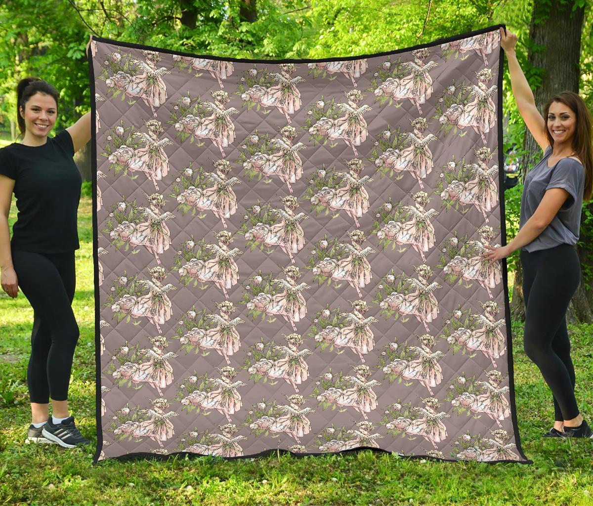 Angel Floral Print Pattern Quilt-grizzshop