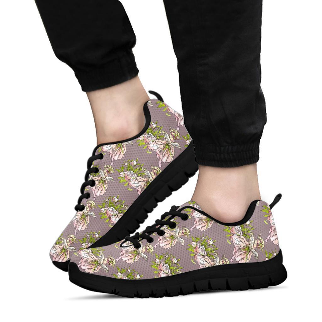 Angel Floral Print Pattern Sneaker Shoes For Men Women-grizzshop