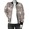 Angel Floral Print Pattern Women Casual Bomber Jacket-grizzshop