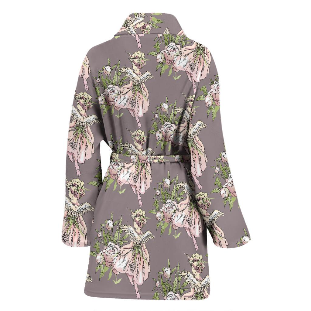 Angel Floral Print Pattern Women Long Robe-grizzshop