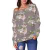 Angel Floral Print Pattern Women Off Shoulder Sweatshirt-grizzshop