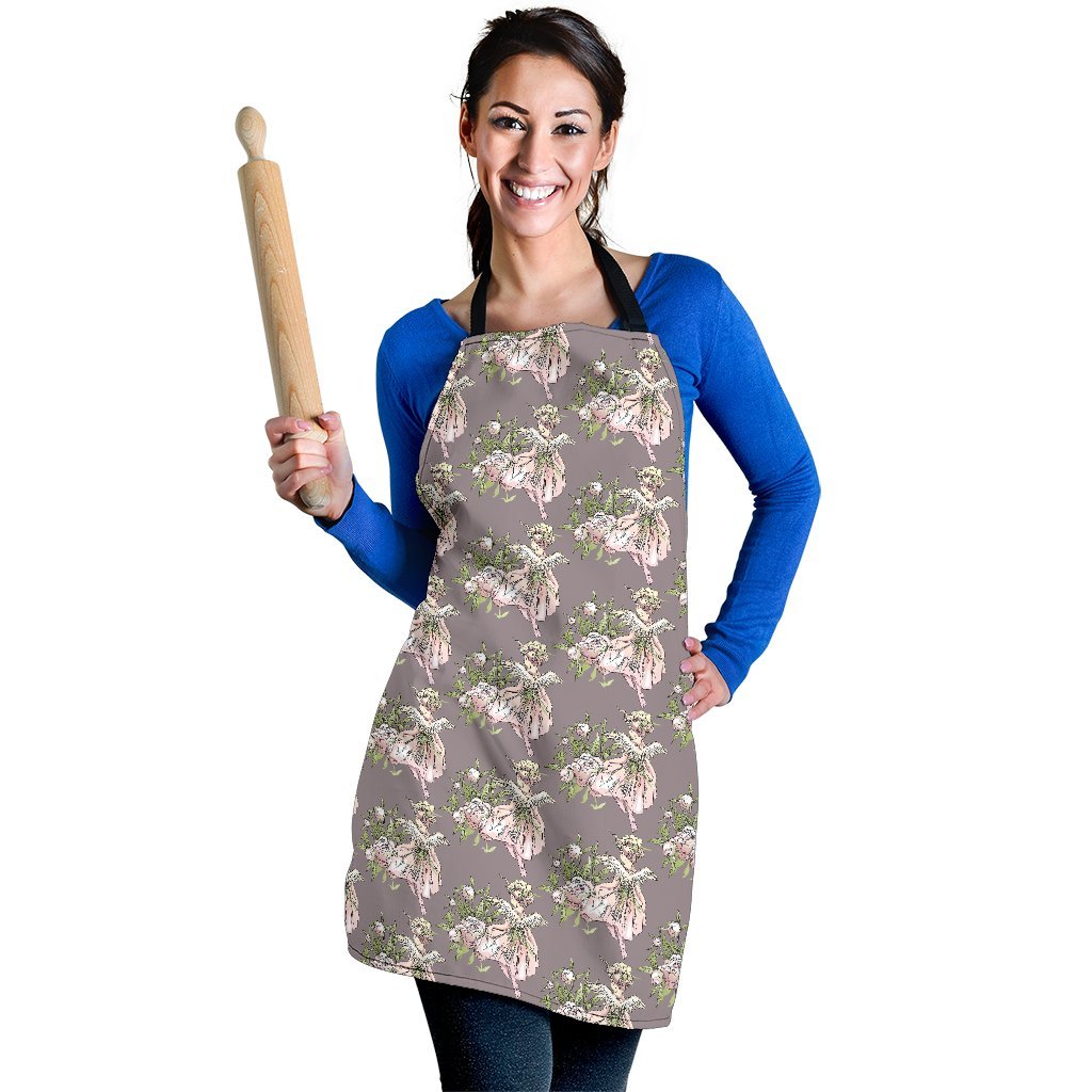 Angel Floral Print Pattern Women's Apron-grizzshop