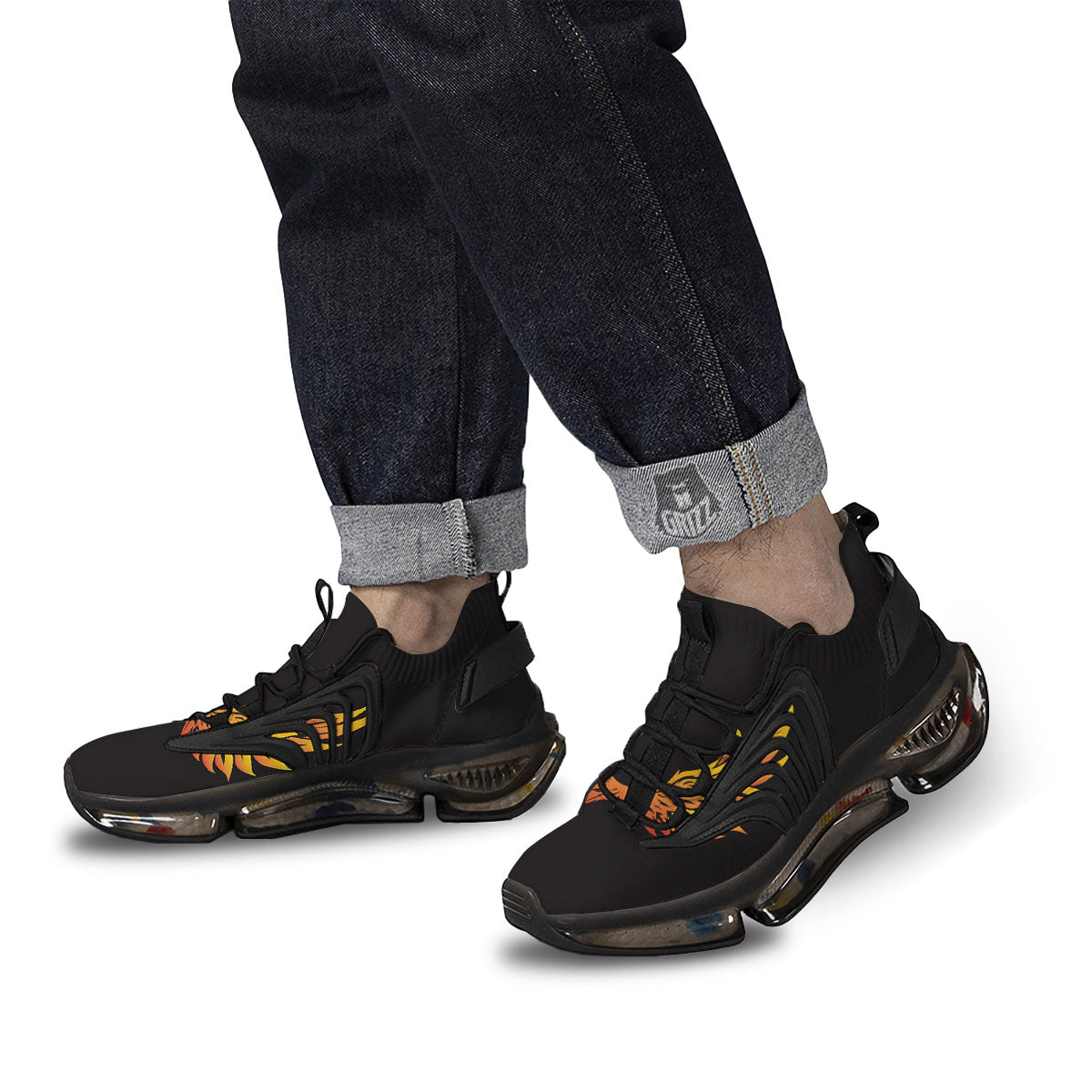 Angel Phoenix Print Black Gym Shoes-grizzshop