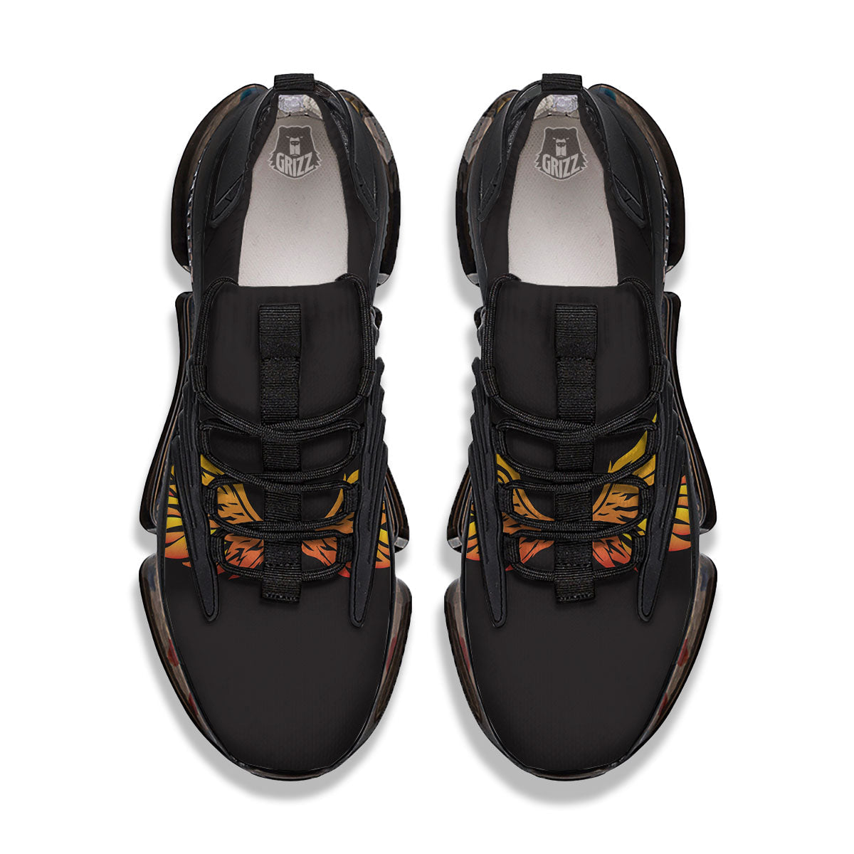 Angel Phoenix Print Black Gym Shoes-grizzshop