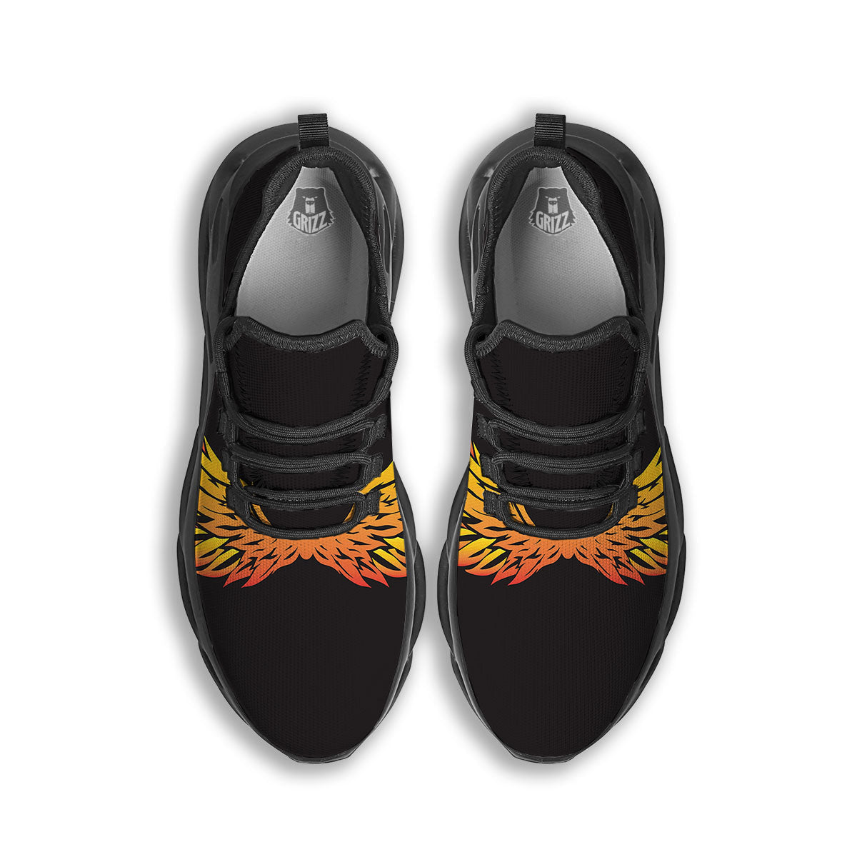 Angel Phoenix Print Black Running Shoes-grizzshop
