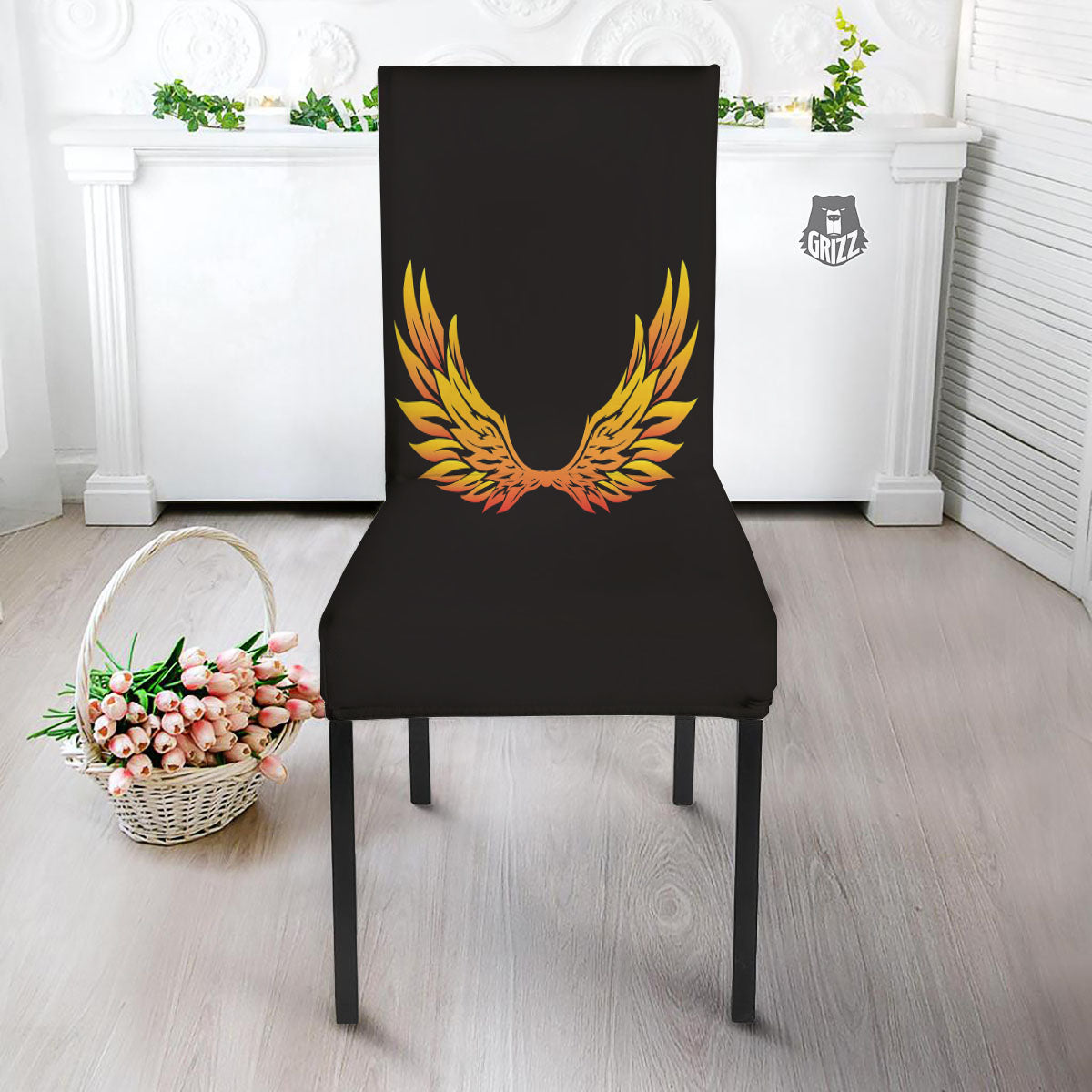 Angel Phoenix Print Dining Chair Slipcover-grizzshop