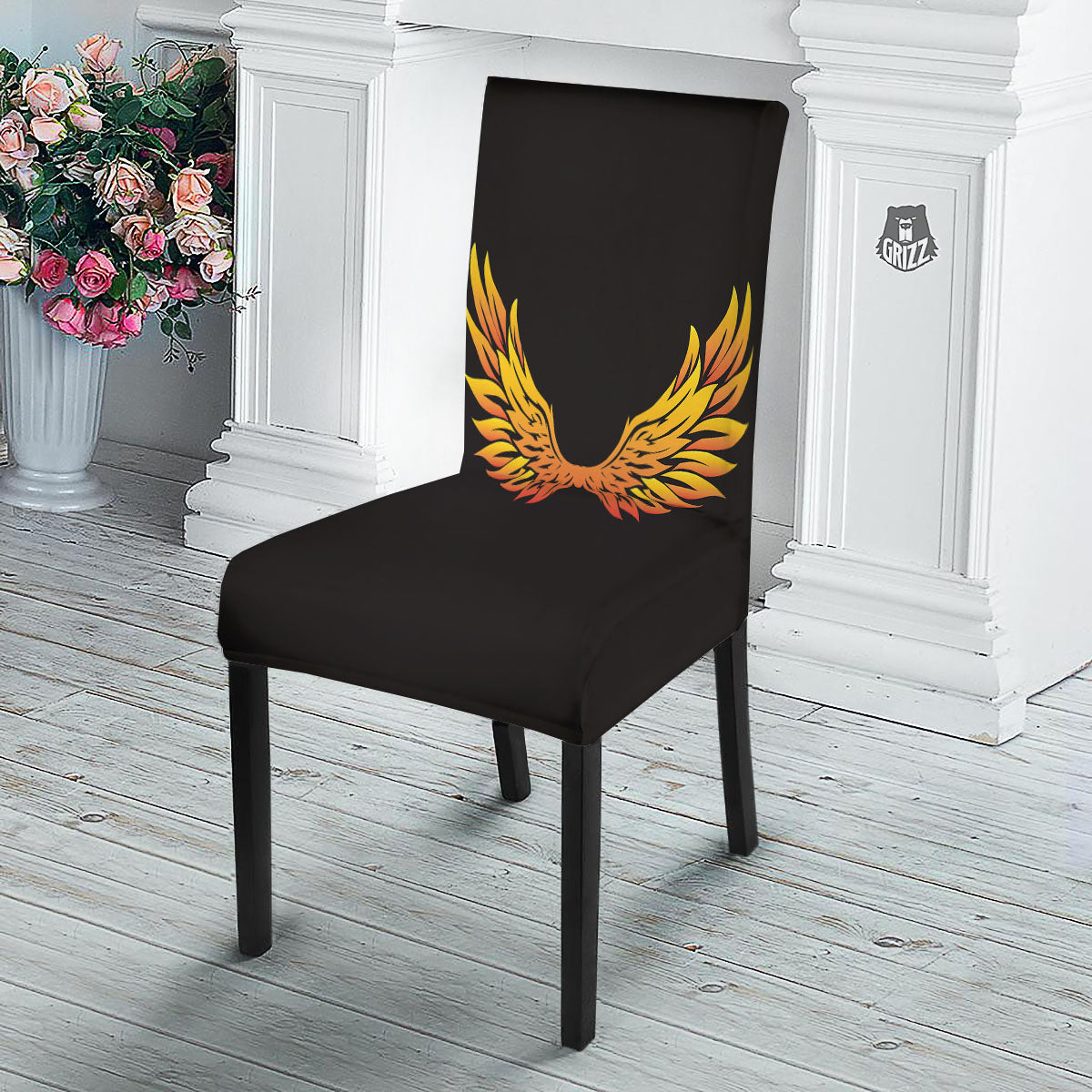 Angel Phoenix Print Dining Chair Slipcover-grizzshop