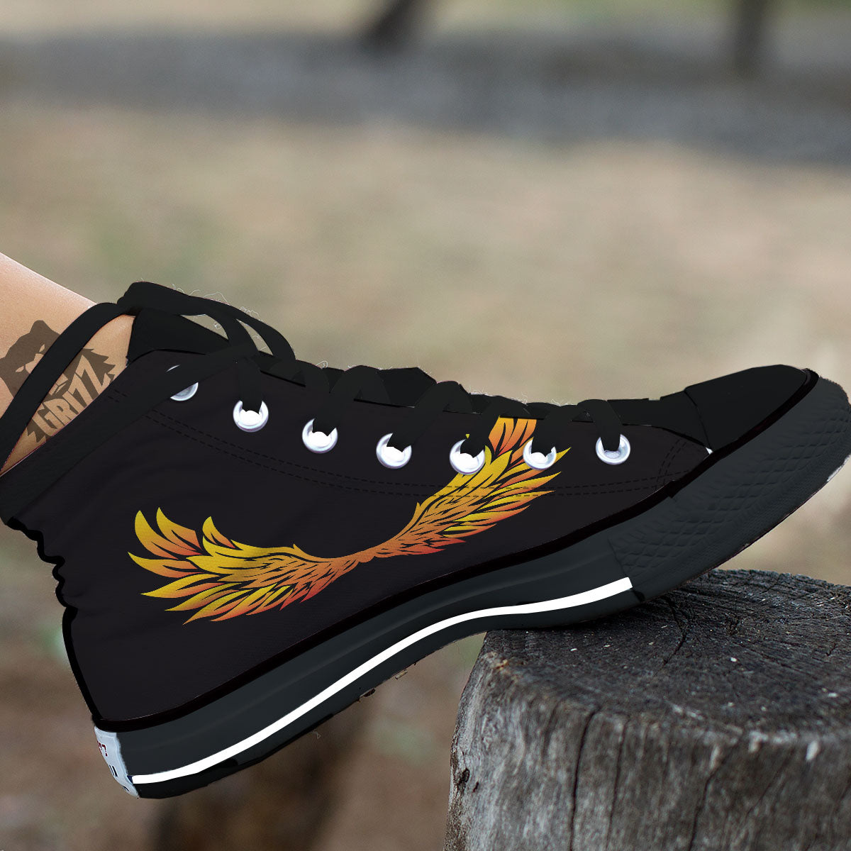 Angel Phoenix Print High Top Shoes-grizzshop