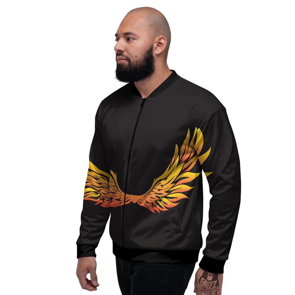 Angel Phoenix Print Men's Bomber Jacket-grizzshop