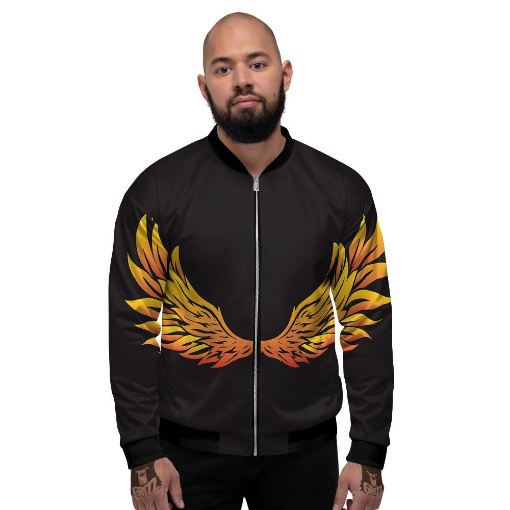 Angel Phoenix Print Men's Bomber Jacket-grizzshop