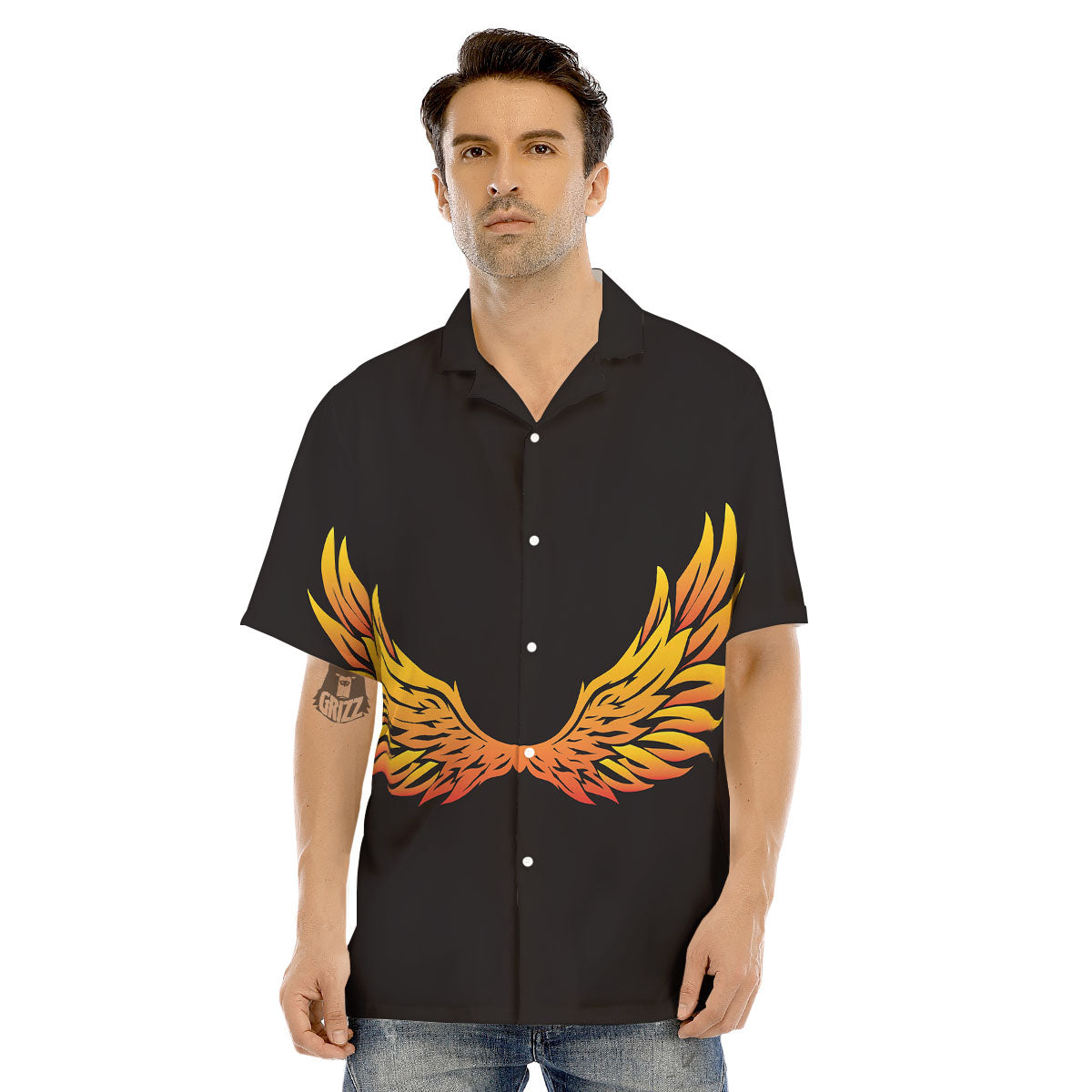 Angel Phoenix Print Men's Hawaiian Shirt-grizzshop