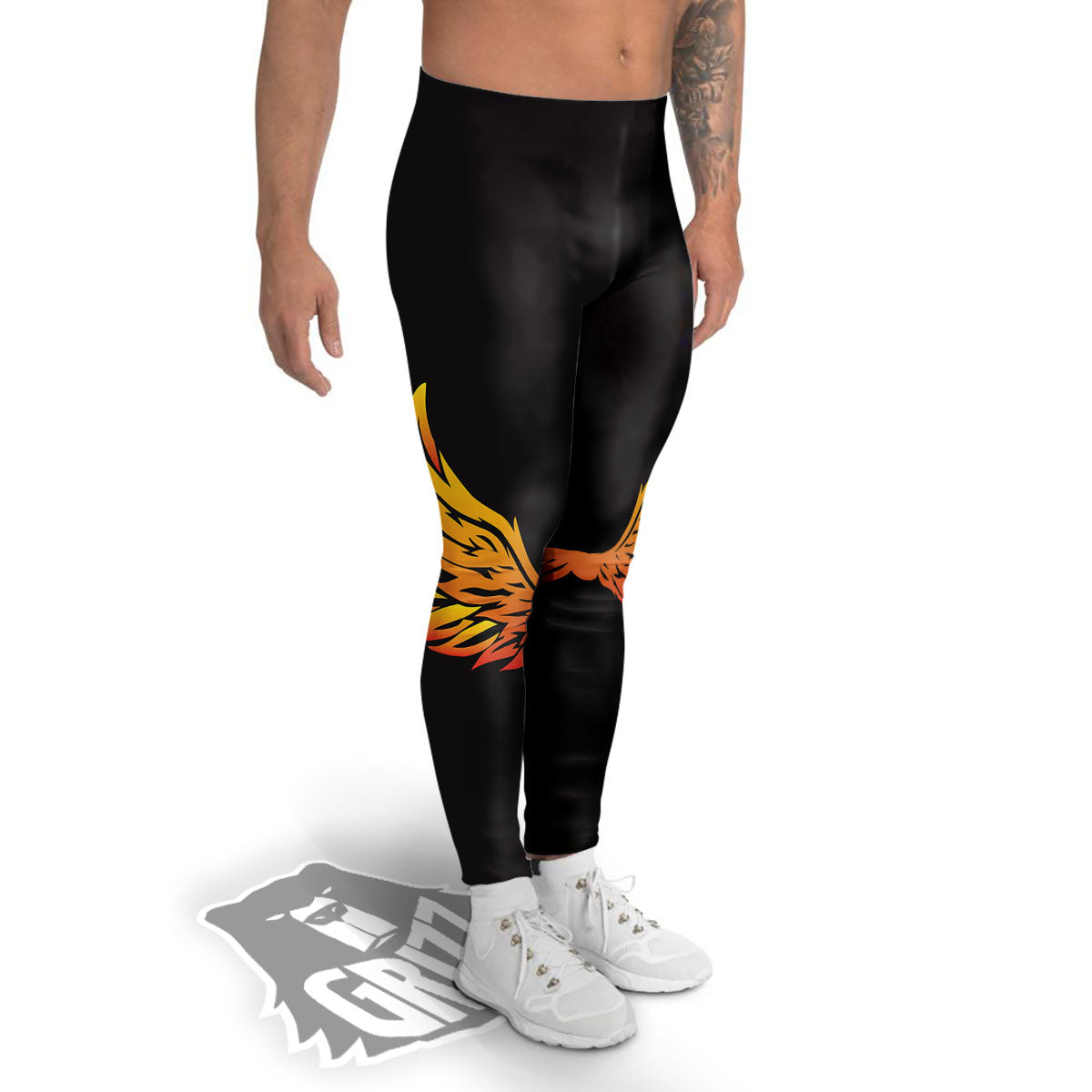 Angel Phoenix Print Men's Leggings-grizzshop