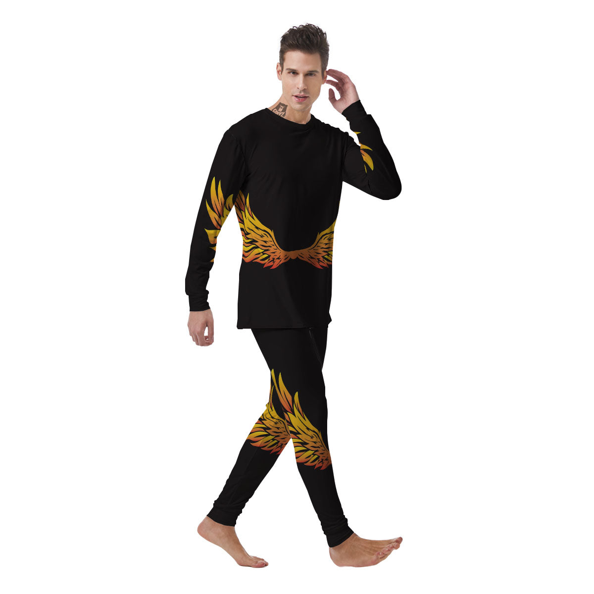 Angel Phoenix Print Men's Pajamas-grizzshop