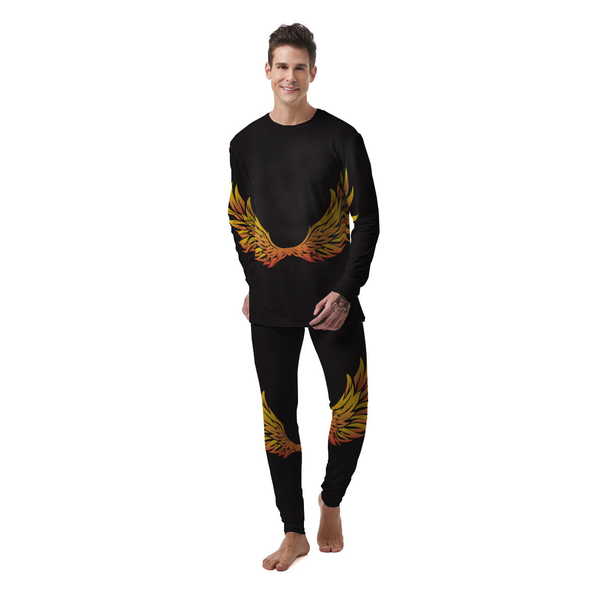 Angel Phoenix Print Men's Pajamas-grizzshop