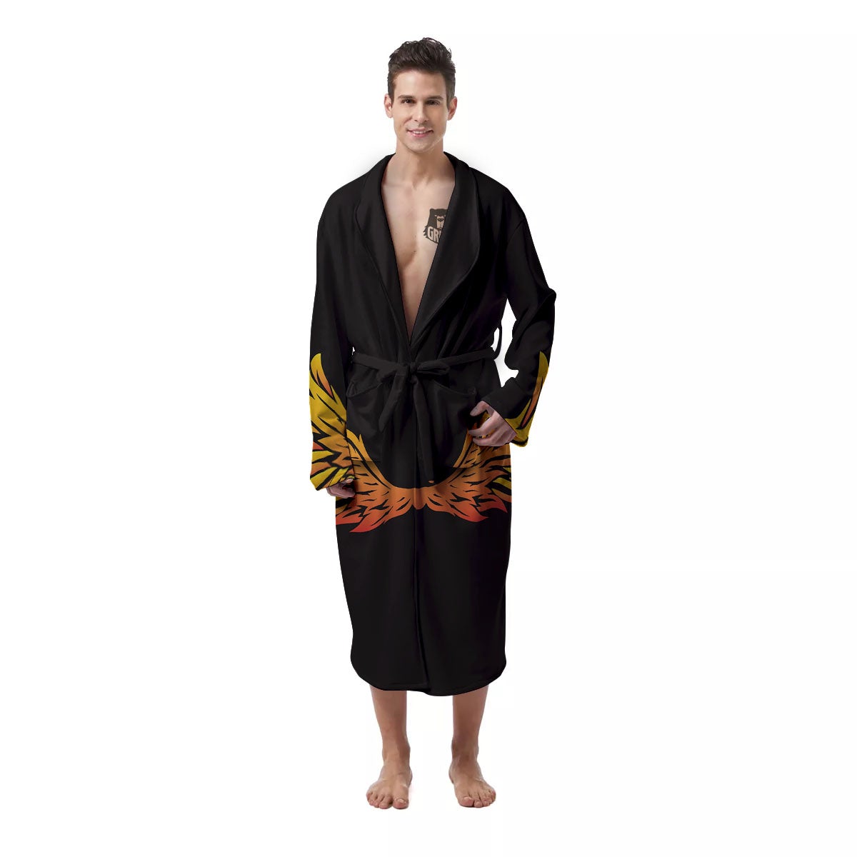 Angel Phoenix Print Men's Robe-grizzshop