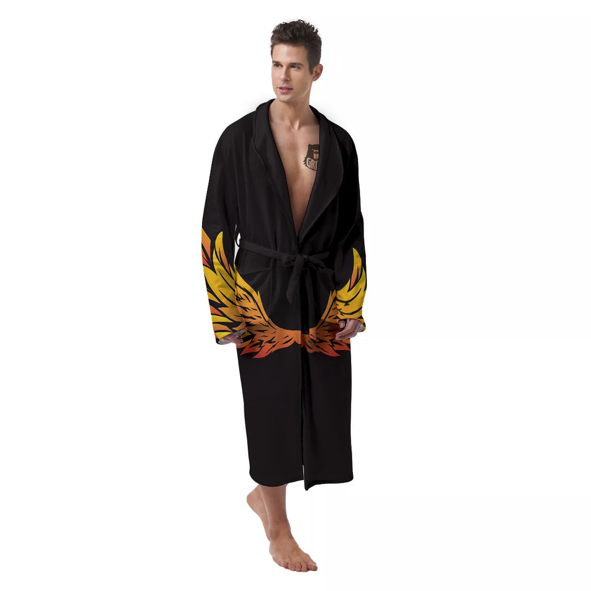 Angel Phoenix Print Men's Robe-grizzshop