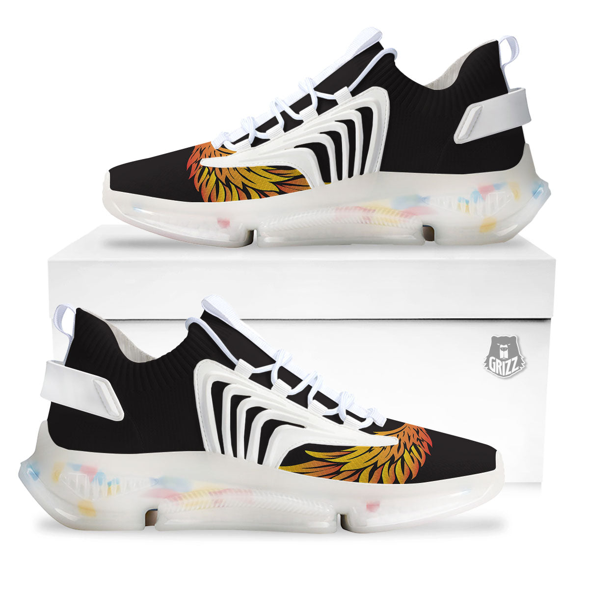 Angel Phoenix Print White Gym Shoes-grizzshop