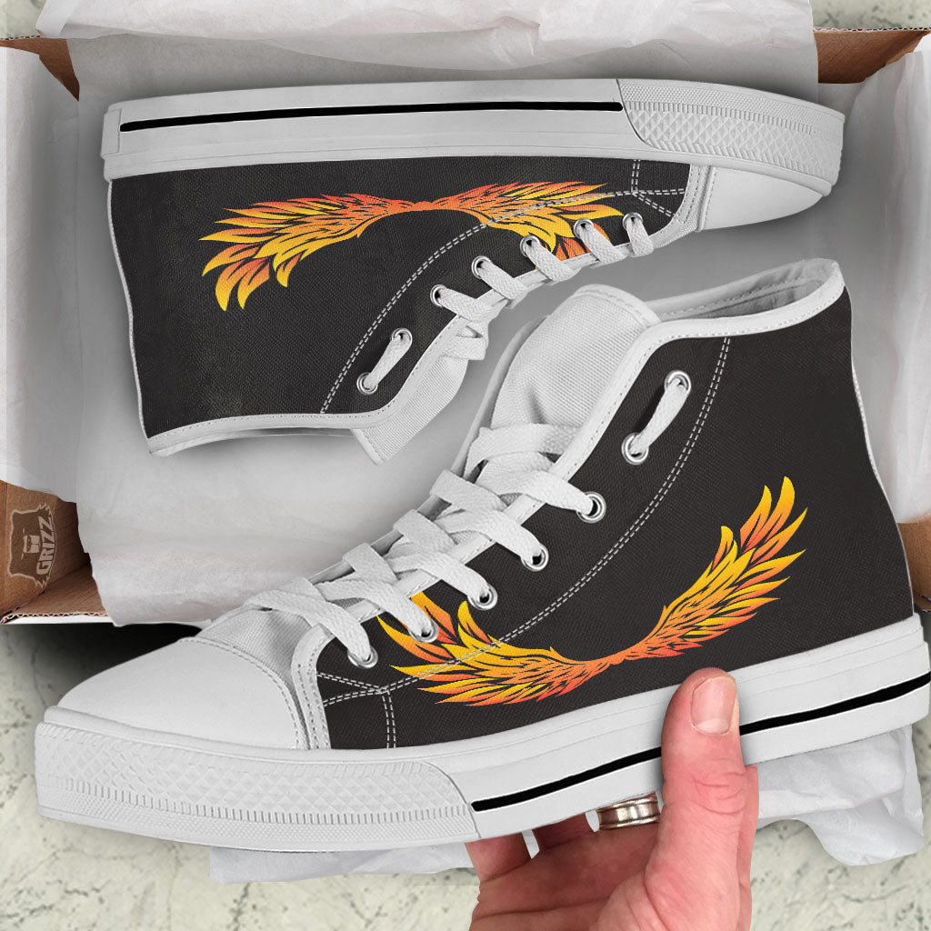 Angel Phoenix Print White High Top Shoes-grizzshop