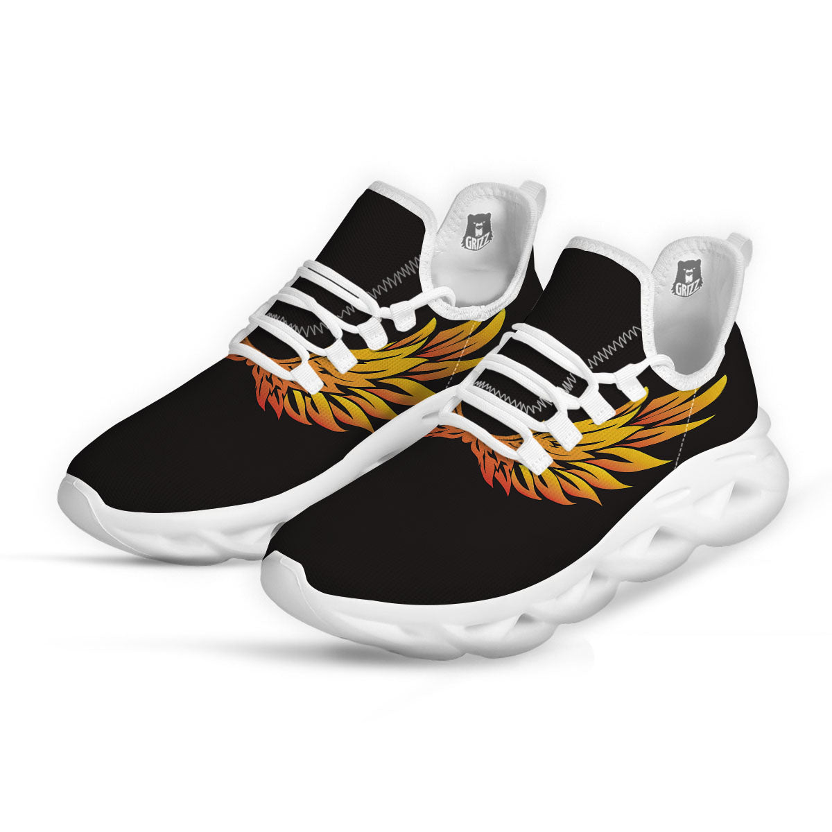 Angel Phoenix Print White Running Shoes-grizzshop