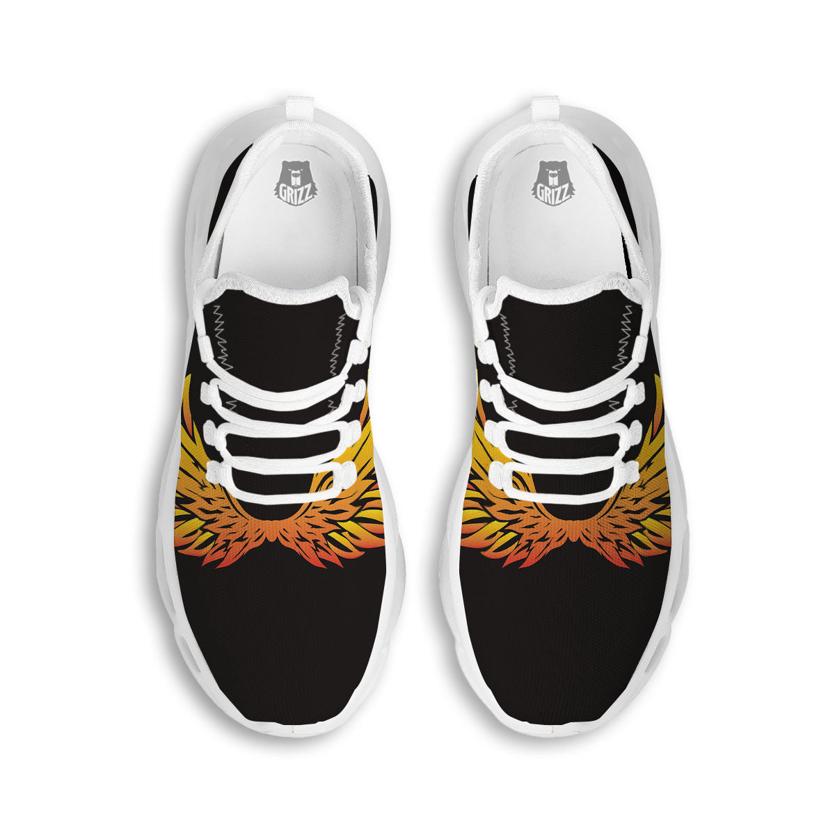 Angel Phoenix Print White Running Shoes-grizzshop