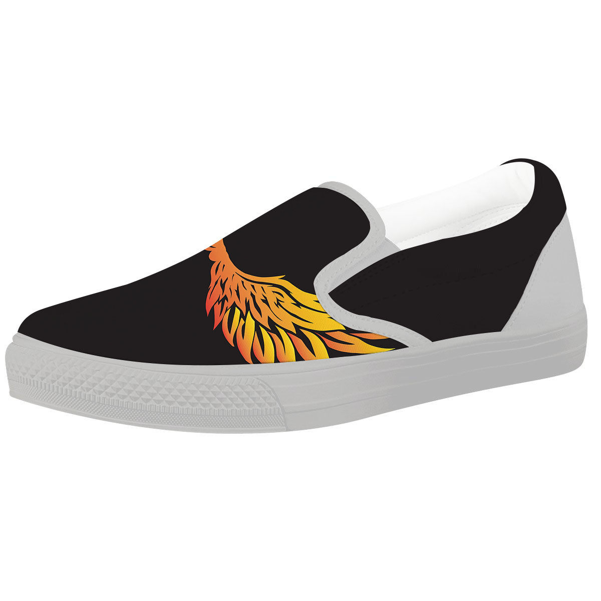 Angel Phoenix Print White Slip On Shoes-grizzshop