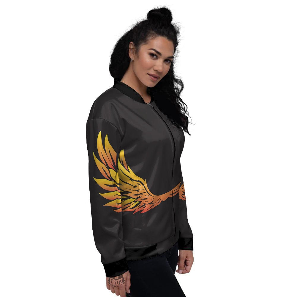 Angel Phoenix Print Women's Bomber Jacket-grizzshop