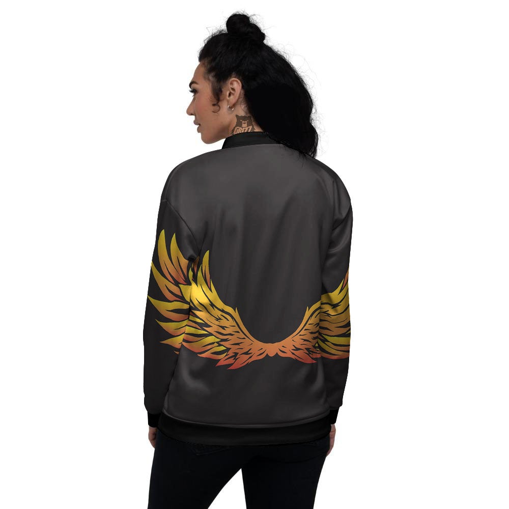 Angel Phoenix Print Women's Bomber Jacket-grizzshop