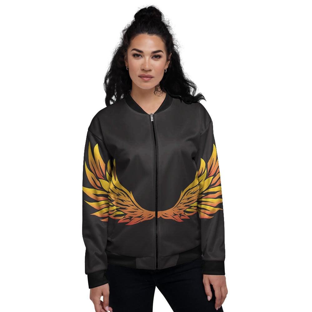 Angel Phoenix Print Women's Bomber Jacket-grizzshop