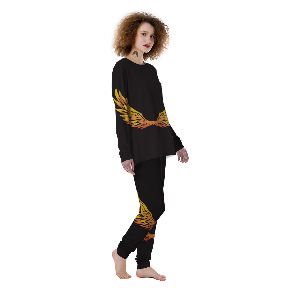 Angel Phoenix Print Women's Pajamas-grizzshop