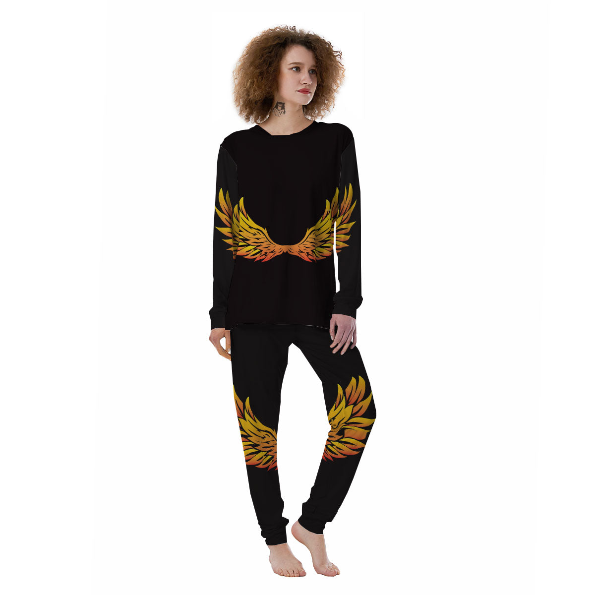 Angel Phoenix Print Women's Pajamas-grizzshop