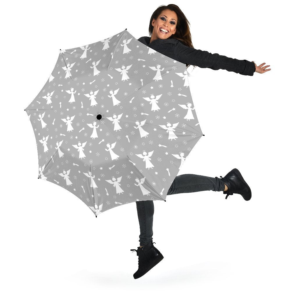 Angel Print Pattern Automatic Foldable Umbrella-grizzshop