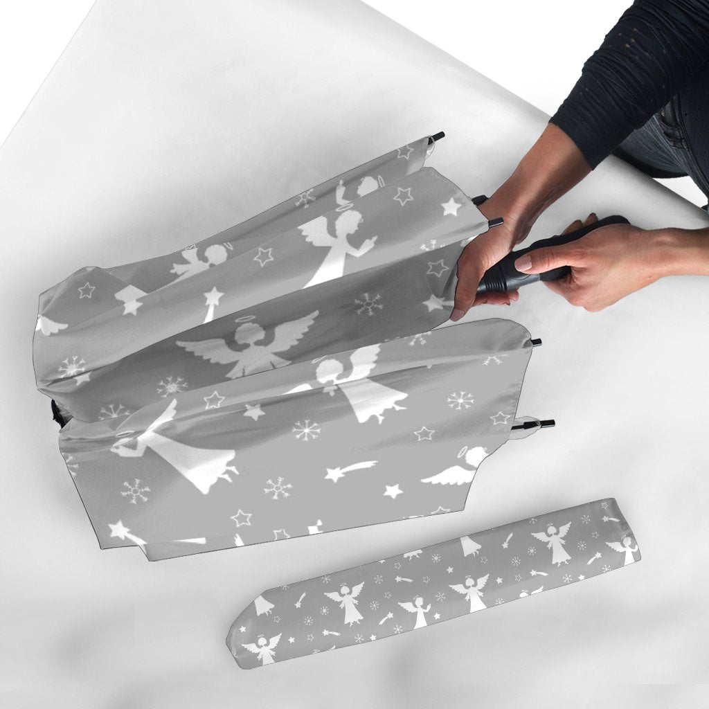Angel Print Pattern Automatic Foldable Umbrella-grizzshop