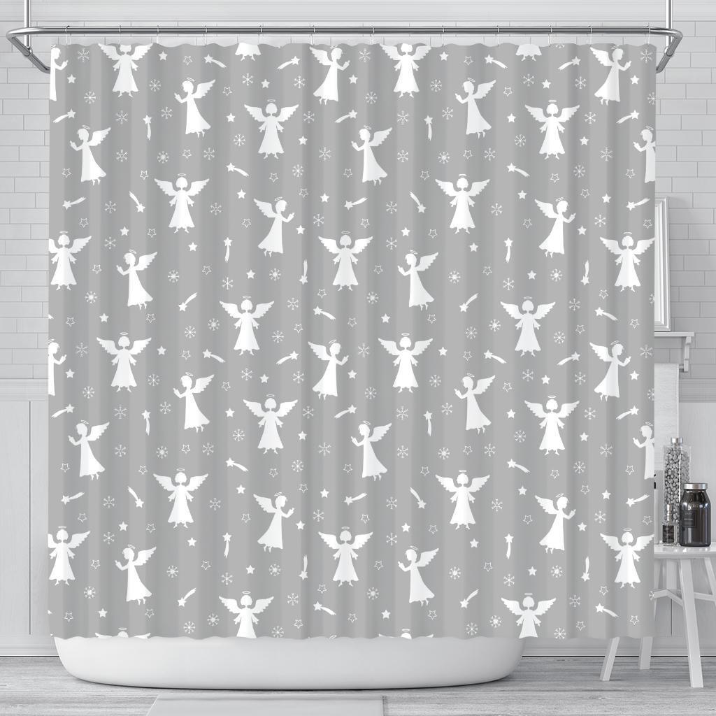 Angel Print Pattern Bathroom Shower Curtain-grizzshop