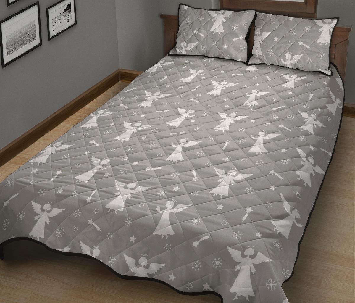 Angel Print Pattern Bed Set Quilt-grizzshop