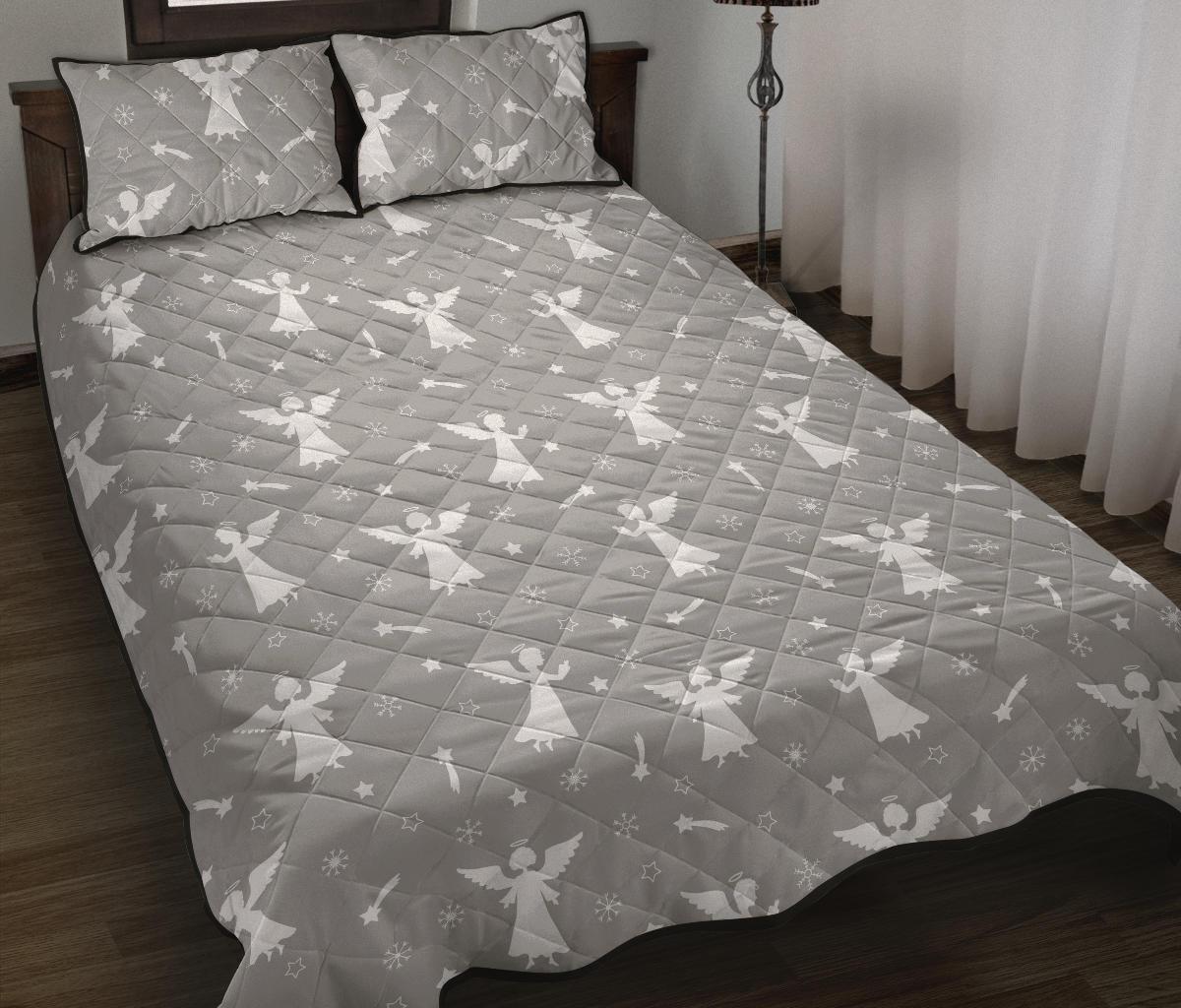 Angel Print Pattern Bed Set Quilt-grizzshop