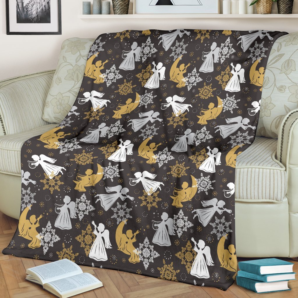 Angel Snowflake Print Pattern Blanket-grizzshop