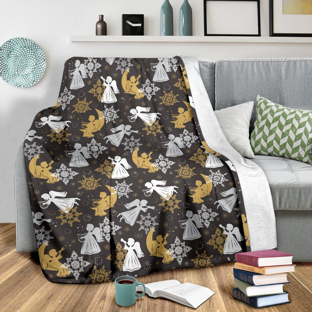 Angel Snowflake Print Pattern Blanket-grizzshop