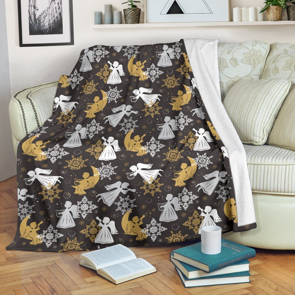 Angel Snowflake Print Pattern Blanket-grizzshop