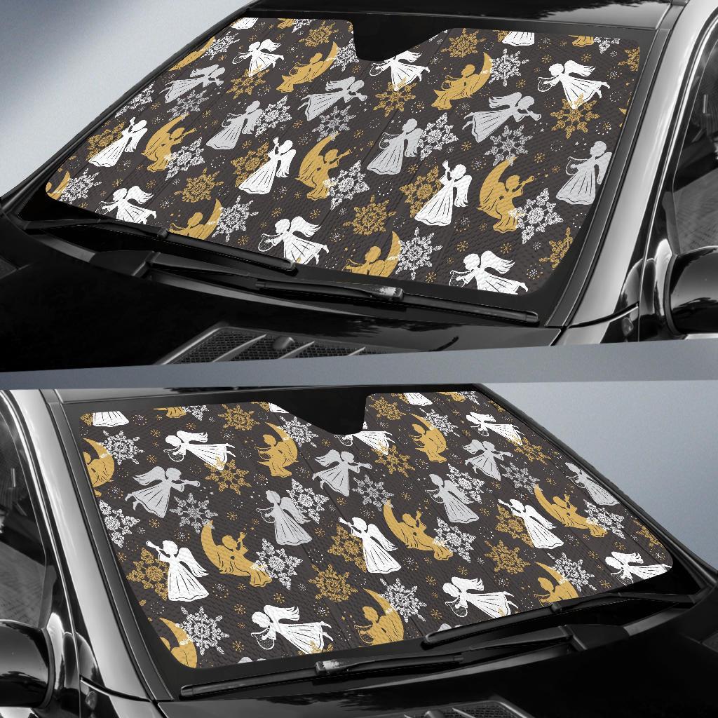 Angel Snowflake Print Pattern Car Sun Shade-grizzshop