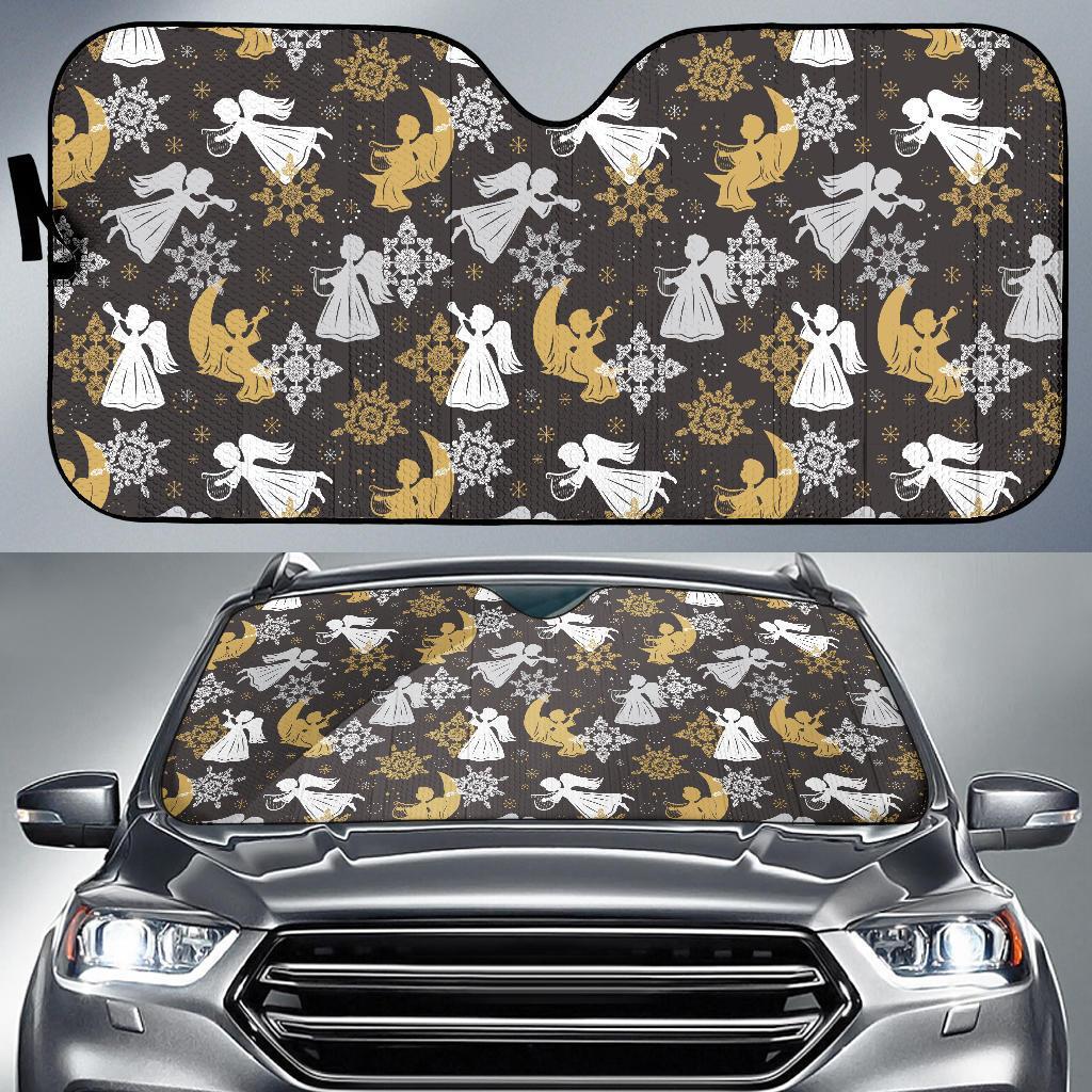 Angel Snowflake Print Pattern Car Sun Shade-grizzshop