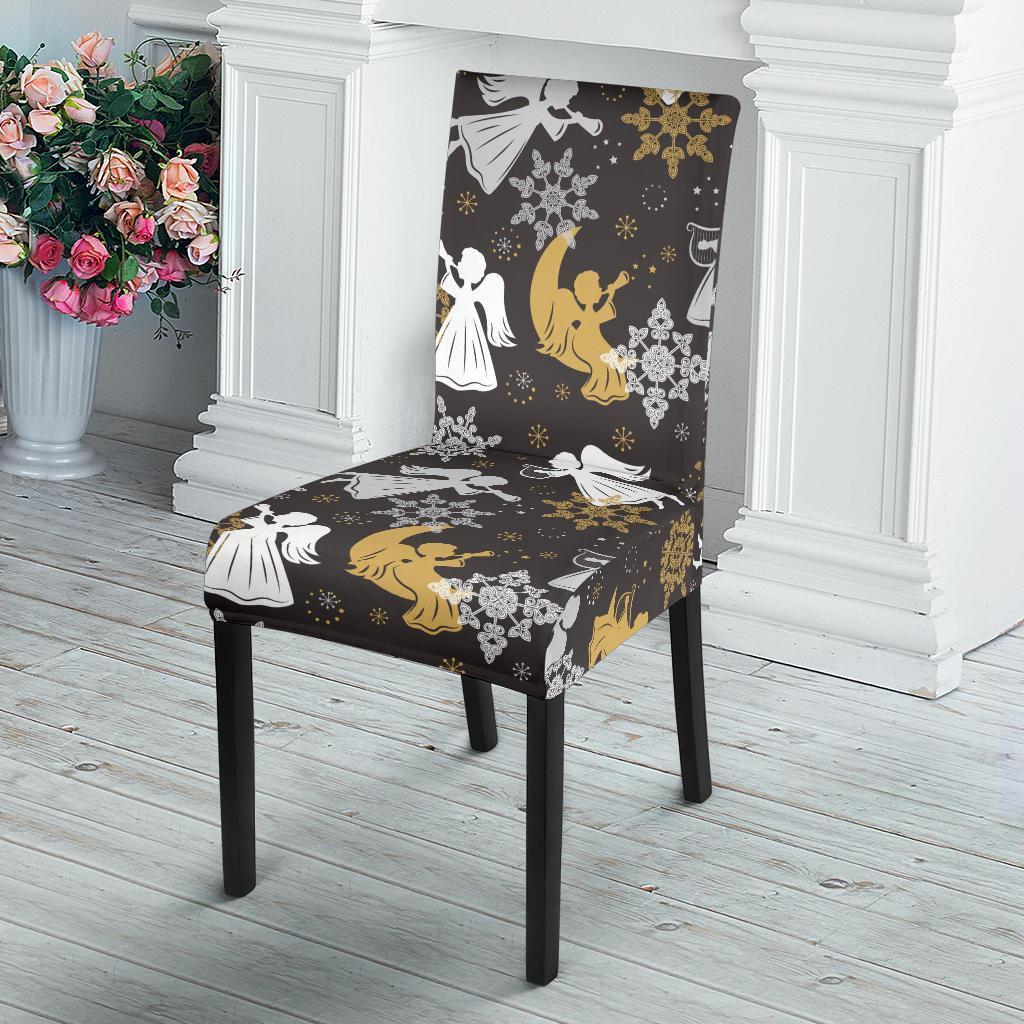Angel Snowflake Print Pattern Chair Cover-grizzshop