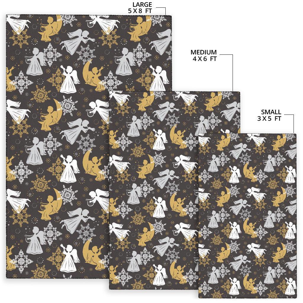 Angel Snowflake Print Pattern Floor Mat-grizzshop