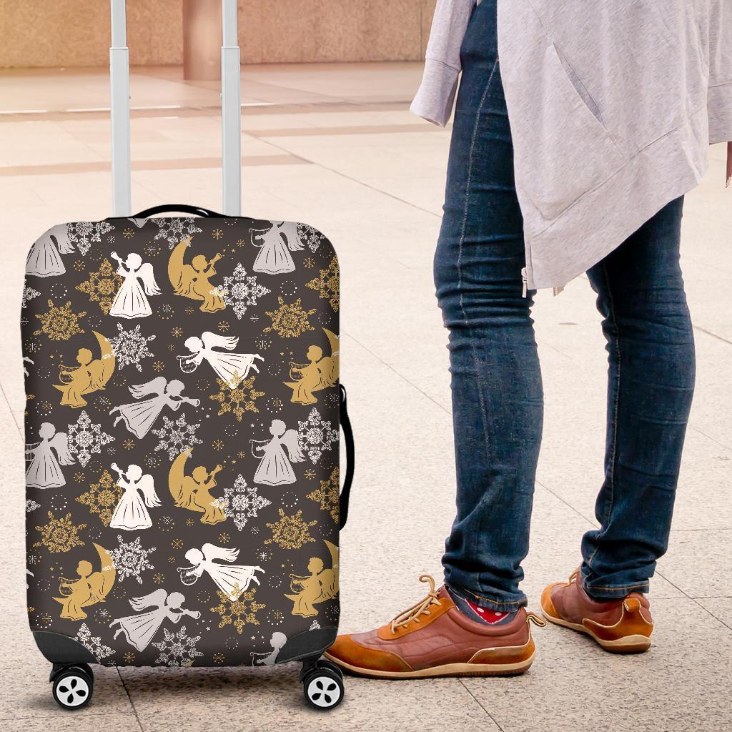 Angel Snowflake Print Pattern Luggage Cover Protector-grizzshop