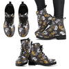 Angel Snowflake Print Pattern Men Women Leather Boots-grizzshop