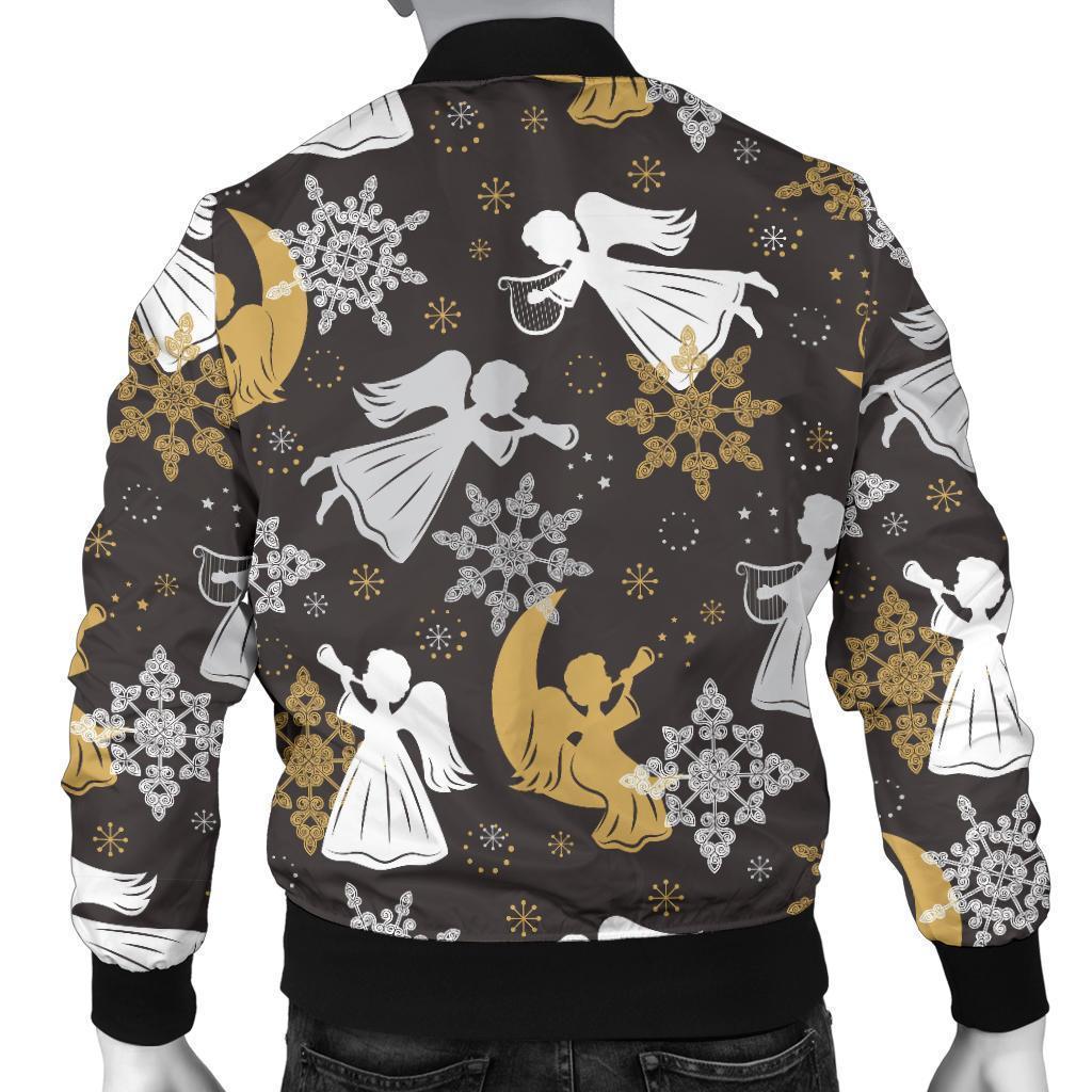 Angel Snowflake Print Pattern Men's Bomber Jacket-grizzshop