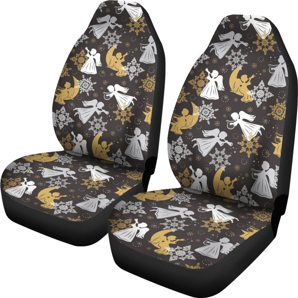 Angel Snowflake Print Pattern Universal Fit Car Seat Covers-grizzshop