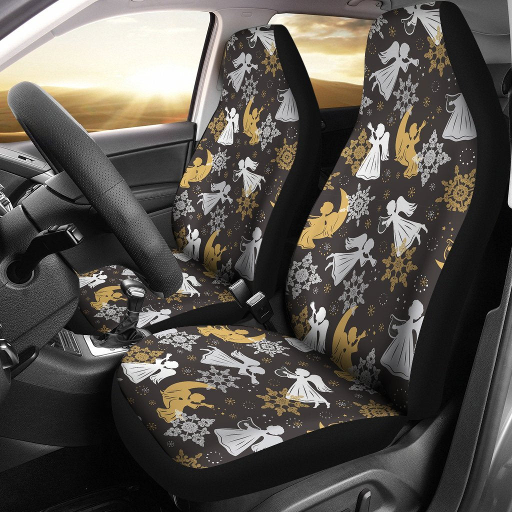 Angel Snowflake Print Pattern Universal Fit Car Seat Covers-grizzshop